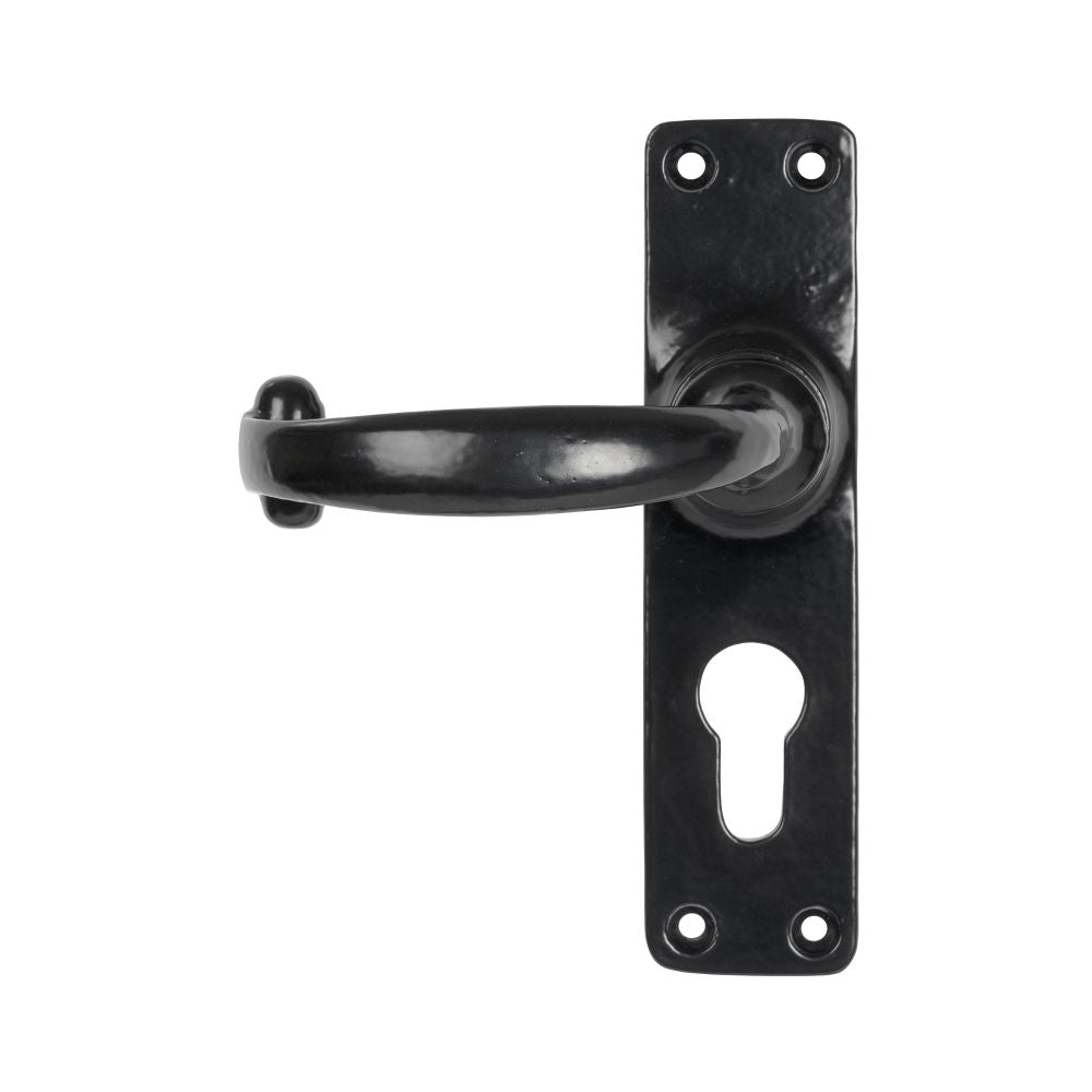 This is an image showing From The Anvil - Black MF Lever Euro Lock Set available from trade door handles, quick delivery and discounted prices