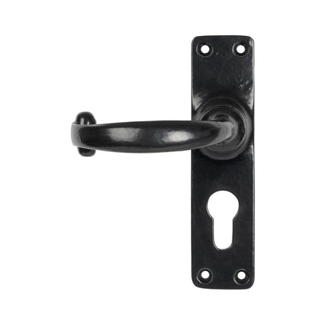 This is an image showing From The Anvil - Black MF Lever Euro Lock Set available from trade door handles, quick delivery and discounted prices