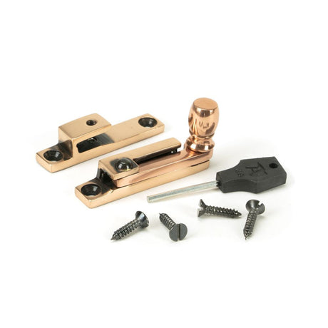 This is an image showing From The Anvil - Polished Bronze Mushroom Quadrant Fastener - Narrow available from T.H Wiggans Architectural Ironmongery in Kendal, quick delivery and discounted prices