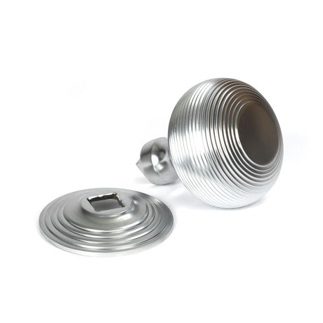 This is an image showing From The Anvil - Satin Chrome Beehive Centre Door Knob available from trade door handles, quick delivery and discounted prices