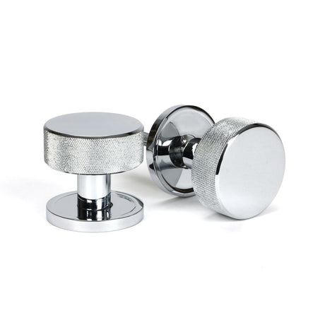 This is an image of From The Anvil - Polished Chrome Brompton Mortice/Rim Knob Set (Plain) available to order from T.H Wiggans Architectural Ironmongery in Kendal, quick delivery and discounted prices.