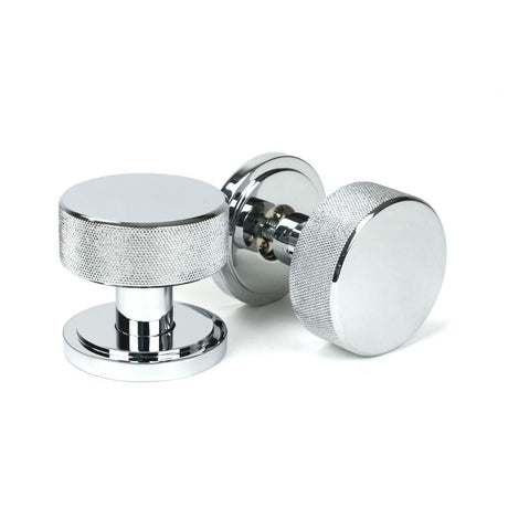 This is an image of From The Anvil - Polished Chrome Brompton Mortice/Rim Knob Set (Art Deco) available to order from T.H Wiggans Architectural Ironmongery in Kendal, quick delivery and discounted prices.