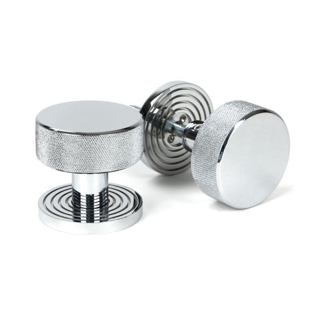 This is an image of From The Anvil - Polished Chrome Brompton Mortice/Rim Knob Set (Beehive) available to order from T.H Wiggans Architectural Ironmongery in Kendal, quick delivery and discounted prices.