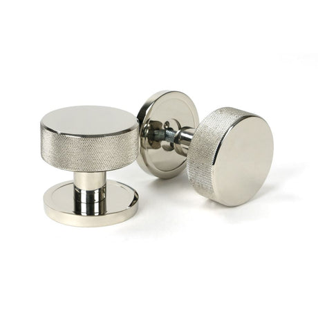 This is an image of From The Anvil - Polished Nickel Brompton Mortice/Rim Knob Set (Plain) available to order from T.H Wiggans Architectural Ironmongery in Kendal, quick delivery and discounted prices.