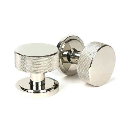 This is an image of From The Anvil - Polished Nickel Brompton Mortice/Rim Knob Set (Art Deco) available to order from T.H Wiggans Architectural Ironmongery in Kendal, quick delivery and discounted prices.