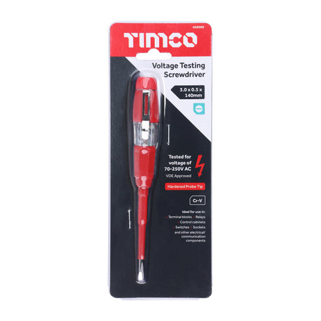 This is an image showing TIMCO Voltage Testing Screwdriver - 140mm - 1 Each Blister Pack available from T.H Wiggans Ironmongery in Kendal, quick delivery at discounted prices.