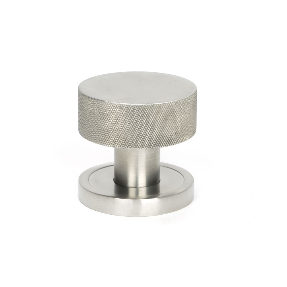 This is an image showing From The Anvil - Satin Marine SS (316) Brompton Mortice/Rim Knob Set (Plain) available from trade door handles, quick delivery and discounted prices