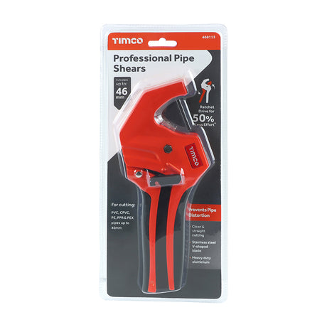 This is an image showing TIMCO Professional Pipe Shears - 0 - 46mm - 1 Each Blister Pack available from T.H Wiggans Ironmongery in Kendal, quick delivery at discounted prices.
