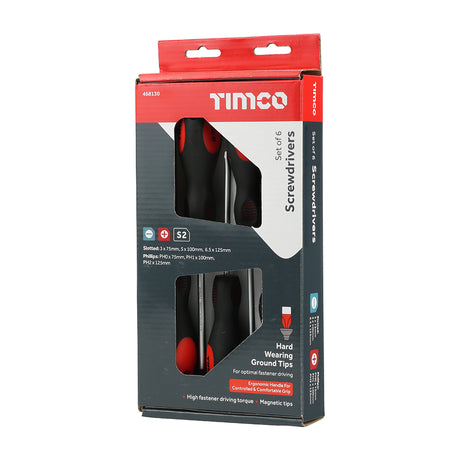 This is an image showing TIMCO Screwdriver Set - 6pcs - 6 Pieces Box available from T.H Wiggans Ironmongery in Kendal, quick delivery at discounted prices.