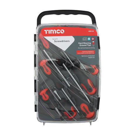 This is an image showing TIMCO Screwdriver Set - 9pcs - 9 Pieces Case available from T.H Wiggans Ironmongery in Kendal, quick delivery at discounted prices.