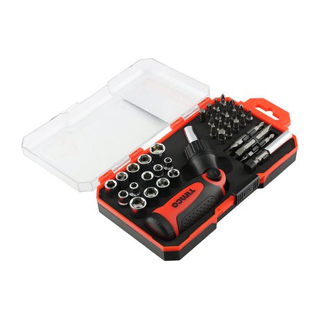 This is an image showing TIMCO Ratcheting Screwdriver Bit Set - 46pcs - 46 Pieces Case available from T.H Wiggans Ironmongery in Kendal, quick delivery at discounted prices.