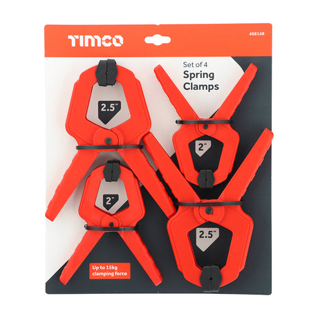 This is an image showing TIMCO Spring Clamp Set - 4pcs - 4 Pieces Backing Card available from T.H Wiggans Ironmongery in Kendal, quick delivery at discounted prices.