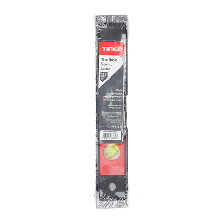 This is an image showing TIMCO Toolbox Spirit Level - Plastic - 225mm - 1 Each Unit available from T.H Wiggans Ironmongery in Kendal, quick delivery at discounted prices.