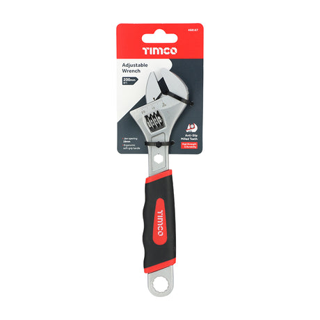 This is an image showing TIMCO Adjustable Wrench - 8" - 1 Each Backing Card available from T.H Wiggans Ironmongery in Kendal, quick delivery at discounted prices.