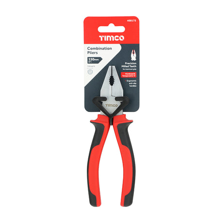 This is an image showing TIMCO Combination Pliers - 6" - 1 Each Backing Card available from T.H Wiggans Ironmongery in Kendal, quick delivery at discounted prices.