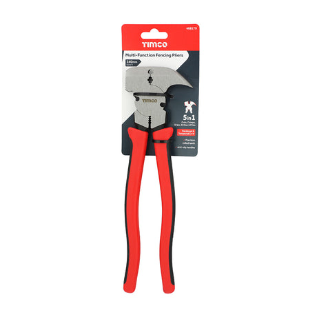 This is an image showing TIMCO Multi-functional Fencing Pliers - 13 1/2" - 1 Each Backing Card available from T.H Wiggans Ironmongery in Kendal, quick delivery at discounted prices.