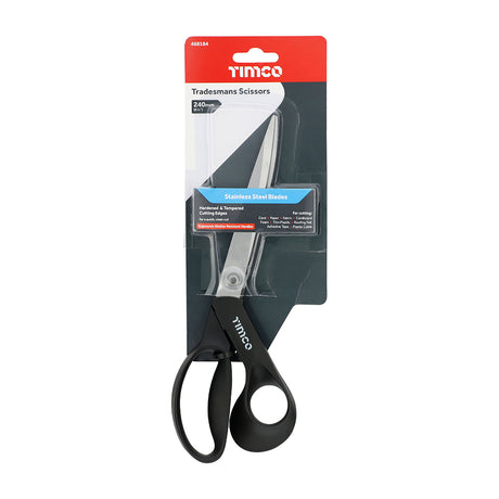 This is an image showing TIMCO Tradesmans Scissors - 9 1/2" - 1 Each Blister Pack available from T.H Wiggans Ironmongery in Kendal, quick delivery at discounted prices.