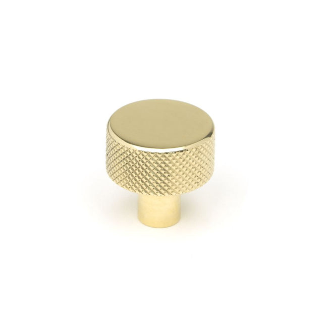 This is an image showing From The Anvil - Polished Brass Brompton Cabinet Knob - 25mm (No rose) available from T.H Wiggans Architectural Ironmongery in Kendal, quick delivery and discounted prices