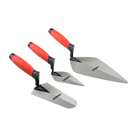 This is an image showing TIMCO Brick Trowel Set - 3pcs - 3 Pieces Blister Pack available from T.H Wiggans Ironmongery in Kendal, quick delivery at discounted prices.