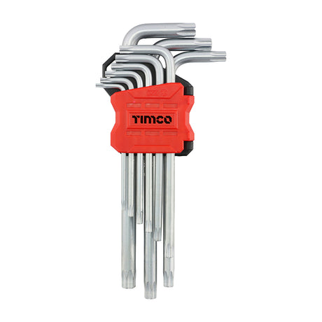 This is an image showing TIMCO Long Arm TX Drive Key Set - 9pcs - 9 Pieces Blister Pack available from T.H Wiggans Ironmongery in Kendal, quick delivery at discounted prices.