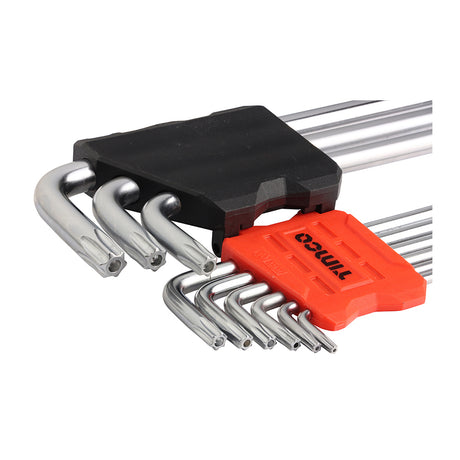 This is an image showing TIMCO Long Arm TX Drive Key Set - 9pcs - 9 Pieces Blister Pack available from T.H Wiggans Ironmongery in Kendal, quick delivery at discounted prices.