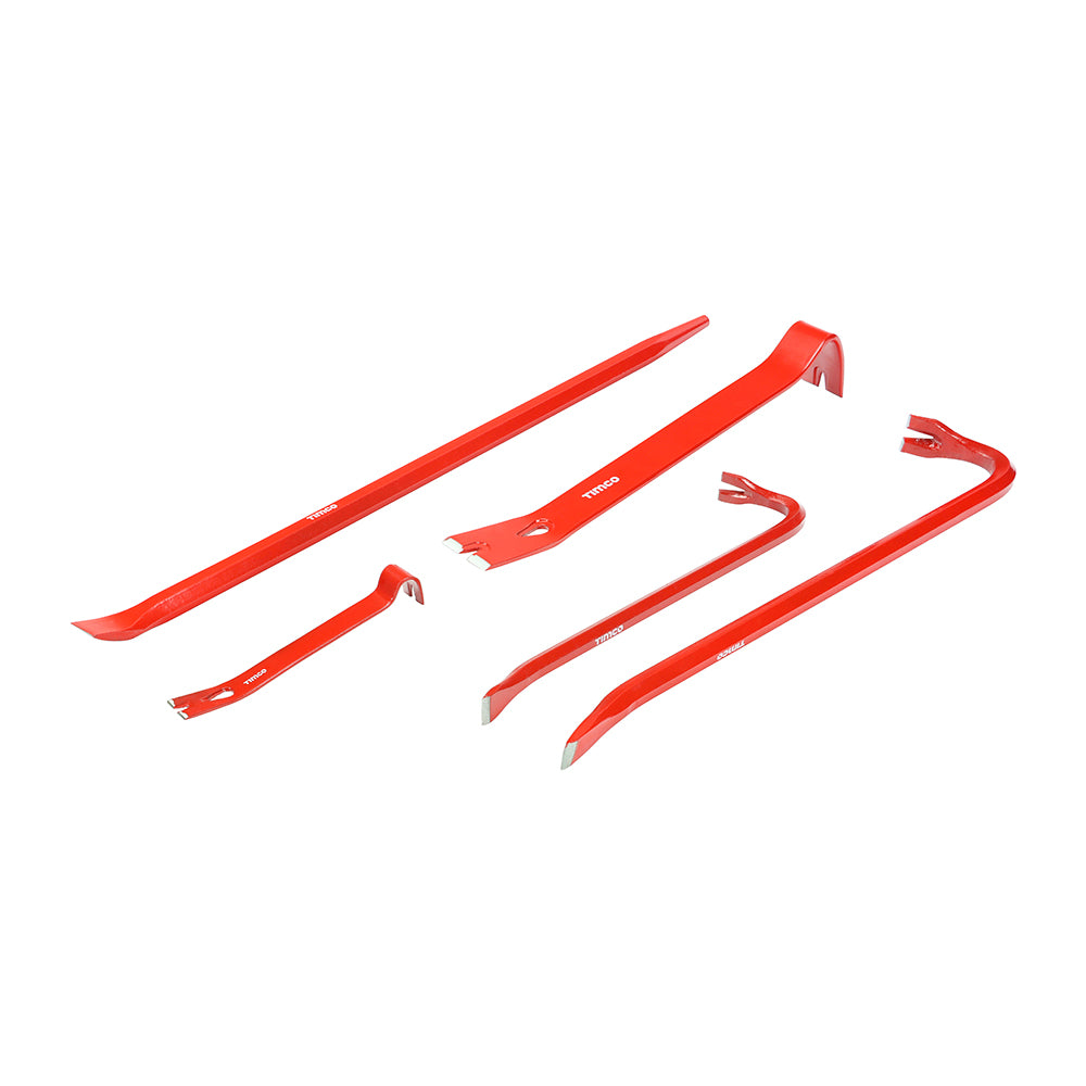This is an image showing TIMCO Wrecking & Pry Bar Set - 5pcs - 5 Pieces Box available from T.H Wiggans Ironmongery in Kendal, quick delivery at discounted prices.