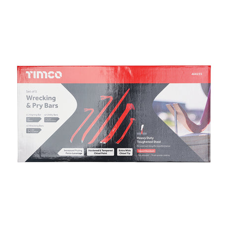 This is an image showing TIMCO Wrecking & Pry Bar Set - 5pcs - 5 Pieces Box available from T.H Wiggans Ironmongery in Kendal, quick delivery at discounted prices.