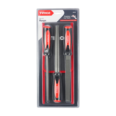 This is an image showing TIMCO Rasp Set - 3pcs - 3 Pieces Blister Pack available from T.H Wiggans Ironmongery in Kendal, quick delivery at discounted prices.