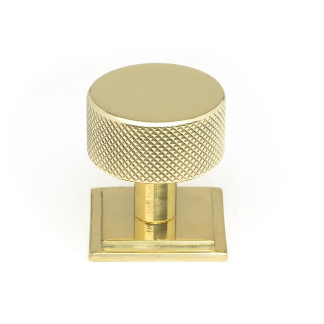 This is an image showing From The Anvil - Polished Brass Brompton Cabinet Knob - 32mm (Square) available from T.H Wiggans Architectural Ironmongery in Kendal, quick delivery and discounted prices