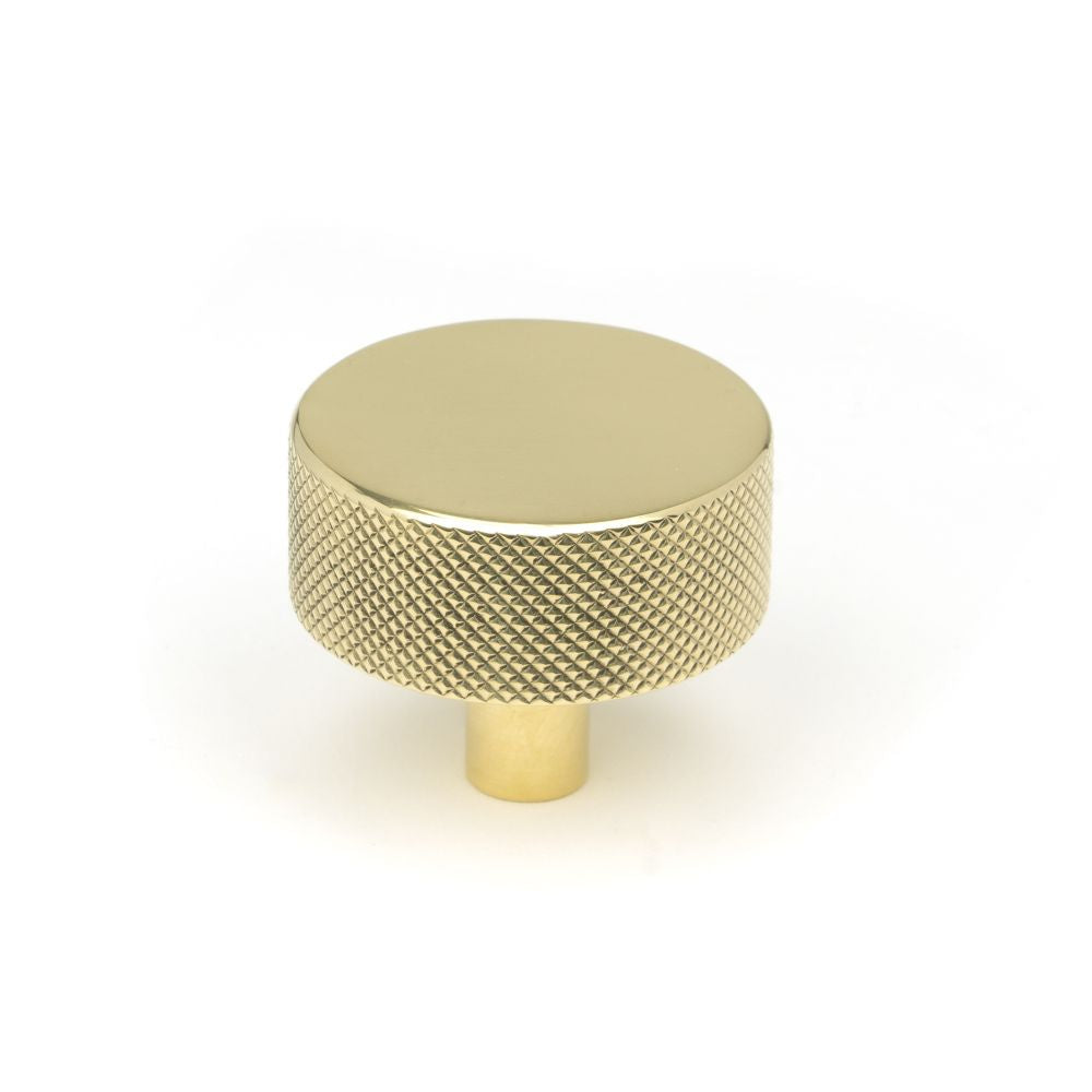 This is an image showing From The Anvil - Polished Brass Brompton Cabinet Knob - 38mm (No rose) available from T.H Wiggans Architectural Ironmongery in Kendal, quick delivery and discounted prices