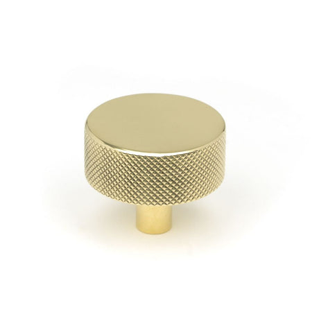 This is an image showing From The Anvil - Polished Brass Brompton Cabinet Knob - 38mm (No rose) available from T.H Wiggans Architectural Ironmongery in Kendal, quick delivery and discounted prices