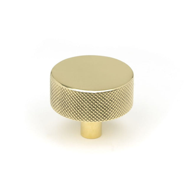 This is an image showing From The Anvil - Polished Brass Brompton Cabinet Knob - 38mm (No rose) available from T.H Wiggans Architectural Ironmongery in Kendal, quick delivery and discounted prices