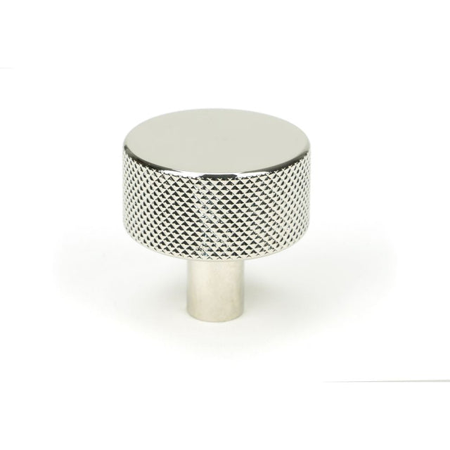 This is an image showing From The Anvil - Polished Nickel Brompton Cabinet Knob - 32mm (No rose) available from T.H Wiggans Architectural Ironmongery in Kendal, quick delivery and discounted prices