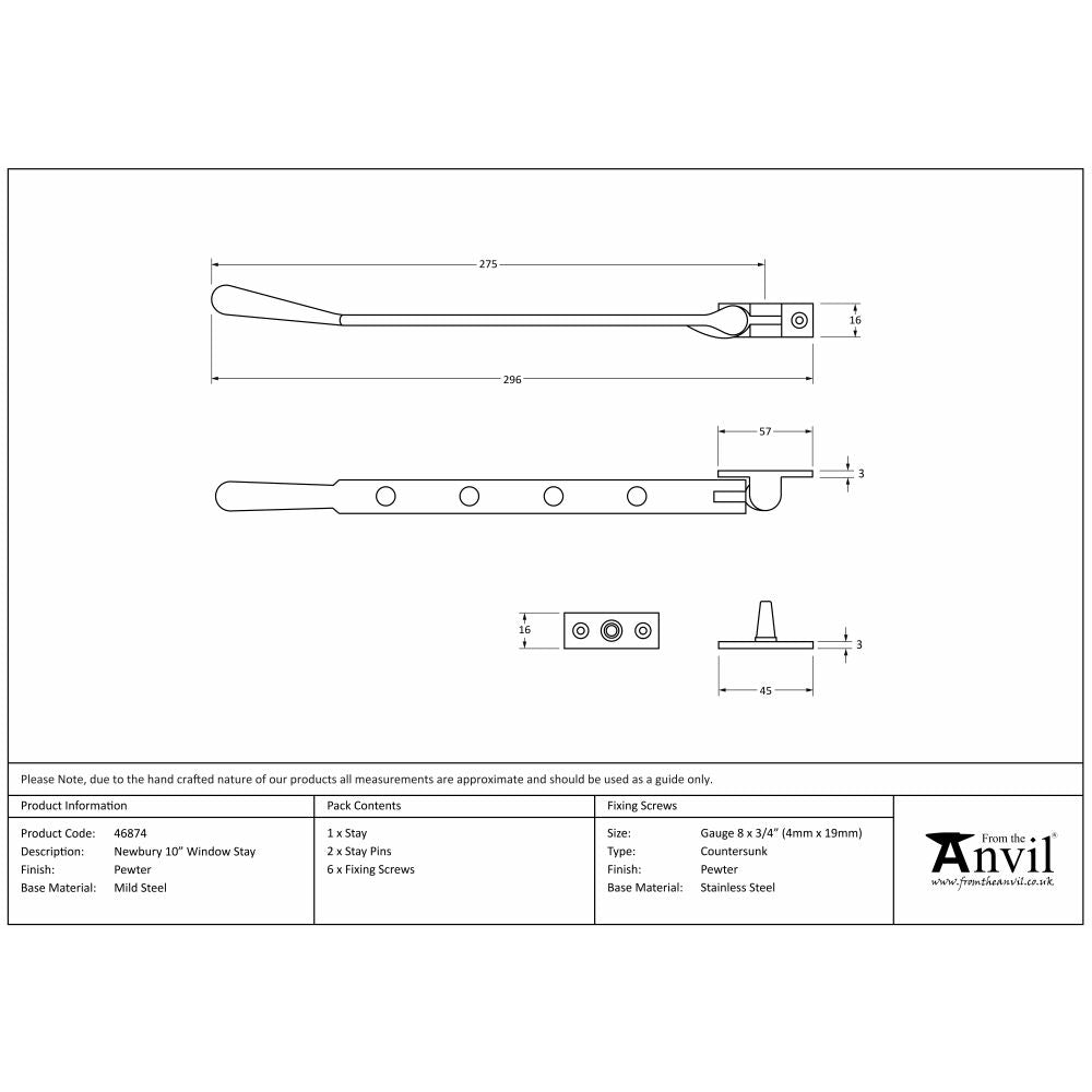 This is an image showing From The Anvil - Pewter 10" Newbury Stay available from T.H Wiggans Architectural Ironmongery in Kendal, quick delivery and discounted prices