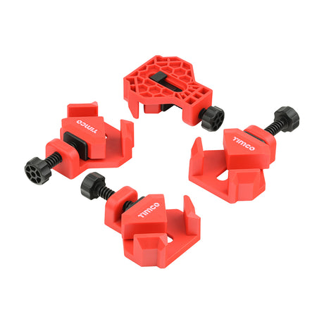 This is an image showing TIMCO Quick Corner Clamp Set - 4pcs - 4 Pieces Blister Pack available from T.H Wiggans Ironmongery in Kendal, quick delivery at discounted prices.