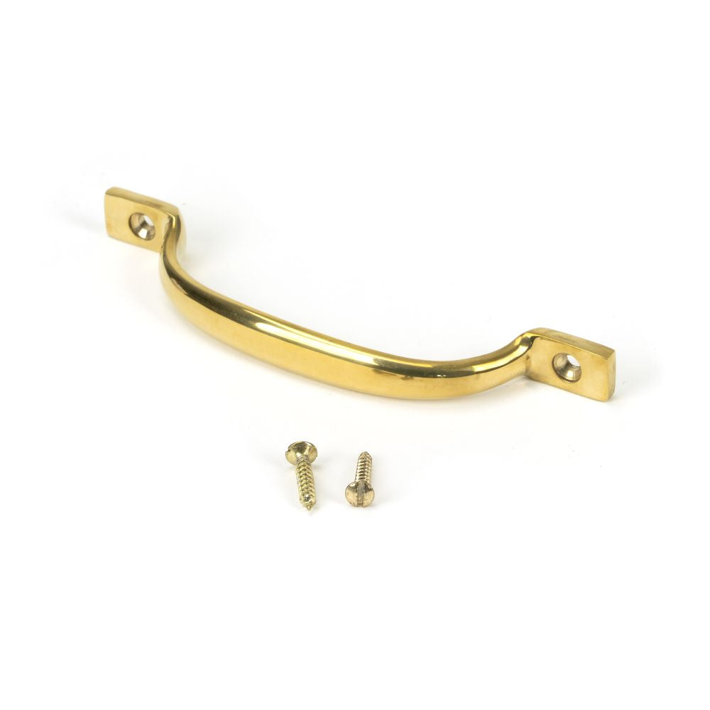 This is an image showing From The Anvil - Polished Brass Slim Sash Pull available from T.H Wiggans Architectural Ironmongery in Kendal, quick delivery and discounted prices