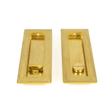 This is an image showing From The Anvil - Polished Brass 175mm Art Deco Rectangular Pull - Privacy Set available from trade door handles, quick delivery and discounted prices