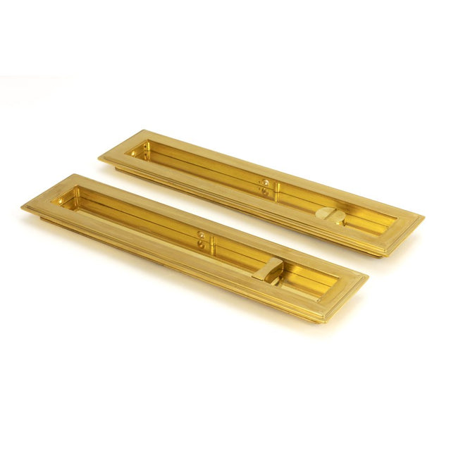 This is an image of From The Anvil - Polished Brass 250mm Art Deco Rectangular Pull - Privacy Set available to order from T.H Wiggans Architectural Ironmongery in Kendal, quick delivery and discounted prices.