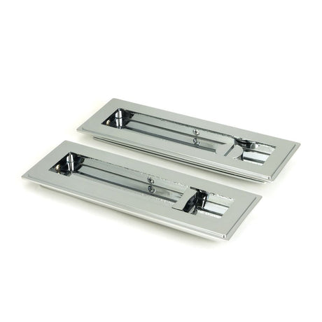 This is an image of From The Anvil - Polished Chrome 175mm Art Deco Rectangular Pull -Privacy Set available to order from T.H Wiggans Architectural Ironmongery in Kendal, quick delivery and discounted prices.