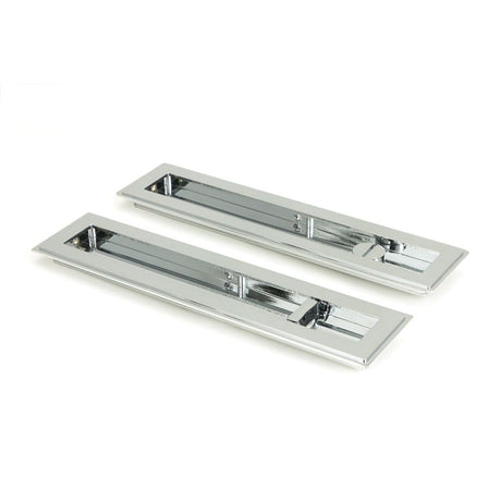 This is an image of From The Anvil - Polished Chrome 250mm Art Deco Rectangular Pull -Privacy Set available to order from T.H Wiggans Architectural Ironmongery in Kendal, quick delivery and discounted prices.