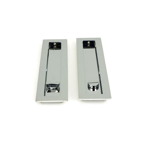 This is an image showing From The Anvil - Polished Chrome 250mm Plain Rectangular Pull - Privacy Set available from trade door handles, quick delivery and discounted prices