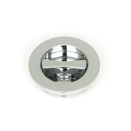 This is an image showing From The Anvil - Polished Chrome 60mm Plain Round Pull - Privacy Set available from trade door handles, quick delivery and discounted prices