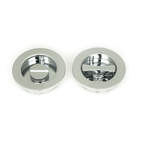 This is an image of From The Anvil - Polished Chrome 60mm Plain Round Pull - Privacy Set available to order from T.H Wiggans Architectural Ironmongery in Kendal, quick delivery and discounted prices.