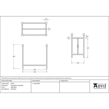 This is an image showing From The Anvil - Matt Black Rectangular Log Holder available from T.H Wiggans Architectural Ironmongery in Kendal, quick delivery and discounted prices