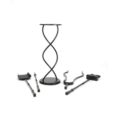 This is an image showing From The Anvil - Matt Black Spiral Companion Set - Avon Tools available from T.H Wiggans Architectural Ironmongery in Kendal, quick delivery and discounted prices