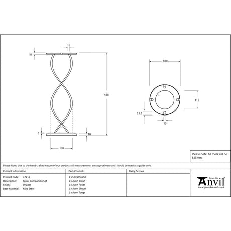 This is an image showing From The Anvil - Pewter Spiral Companion Set - Avon Tools available from T.H Wiggans Architectural Ironmongery in Kendal, quick delivery and discounted prices
