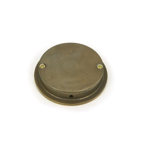 This is an image showing From The Anvil - Aged Brass 60mm Plain Round Pull available from trade door handles, quick delivery and discounted prices