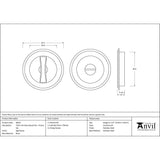 This is an image showing From The Anvil - Aged Brass 75mm Art Deco Round Pull - Privacy Set available from trade door handles, quick delivery and discounted prices