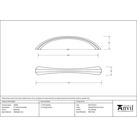 This is an image showing From The Anvil - Beeswax 5" Shell Pull Handle available from trade door handles, quick delivery and discounted prices