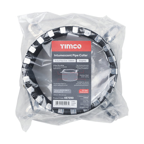 This is an image showing TIMCO Intumescent Pipe Collar - Pipe Size 110mm - 1 Each Bag available from T.H Wiggans Ironmongery in Kendal, quick delivery at discounted prices.